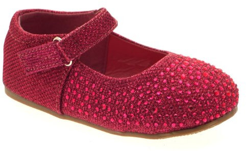 Lora Dora Girls Kids Childrens Ballet Pumps Mary Jane Glitter Diamante Bridesmaid Wedding Party Shoes Fuchsia Pink Size UK 4