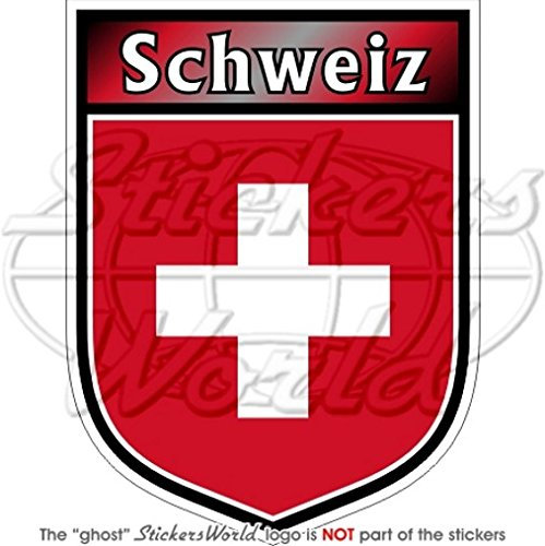 StickersWorld Schweiz Schweizerische Flagge Vinyl-Aufkleber, Rot, 100 mm, Rechteckig, Outdoor, National, Vinyl, 1 Stück