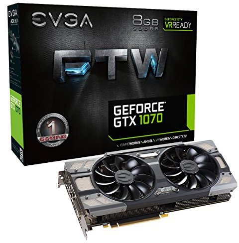 EVGA GeForce GTX 1070 FTW GAMING ACX 3.0, 8GB GDDR5, RGB LED, 10CM FAN, 10 Power Phases, Double BIOS, DX12 OSD Support (PXOC) Carte Graphique 08G-P4-6276-KR