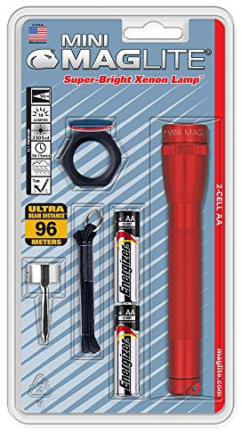 MagLite - M2A03C Maglite Mini Incandescent 2-Cell AA Flashlight Combo, Red