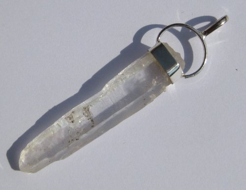 punta de cristal de roca con capacidad de plata anillo 55 mm