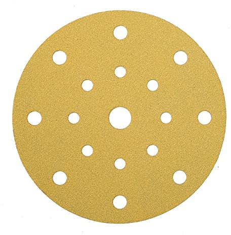 Mirka Gold Universal-Schleifpapier Ø 150mm Klett 17-Loch/Korn P180, 100 Stk/Zum Schleifen von Gips, Spachtel, Spanplatten, Holz, Lack
