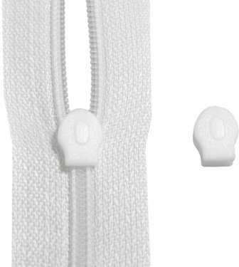 landfreude 2m Reißverschluss weiss RV 3 mm Schiene, + 2 Schieber, Zipper für Bettwäsche und Kissen