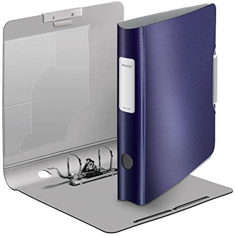 Leitz Qualitäts-Ordner 180° Active Style, 5er Pack, A4, Schmal, Titan Blau, Abgerundeter Rücken mit 6,5 cm Rückenbreite, Gummibandverschluss, Leichtes Polyfoam, 11090069