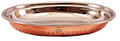 Indian Art Villa Plat de service ovale en acier et cuivre 300 ml