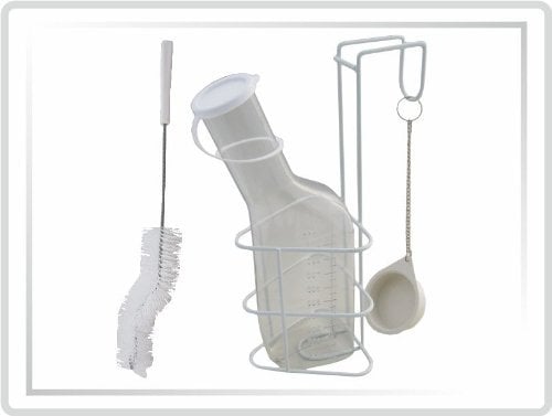 Urinflaschen-Set STANDARD Urinflasche mit Bürste und Halterung, glasklar
