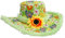 W WIDMANN MILANO Party Fashion 2597V - Hut Ibiza, mit Plüschrand und Sonnenblume, Grün, Partyhut, Kopfschmuck, Accessoire, Karneval, Mottoparty