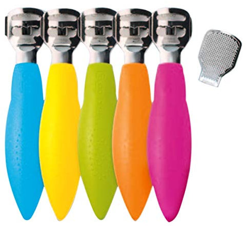 CREDO Hornhaut Längshobel POP ART mit Raspelclip, verchromt, blau