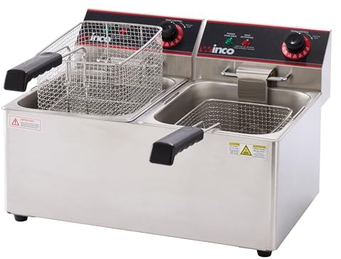 Winco EFT-32 Freidora eléctrica profunda, 1800 W, 120 V, 60 Hz, doble potencia, 32 libras. Capacidad de aceite