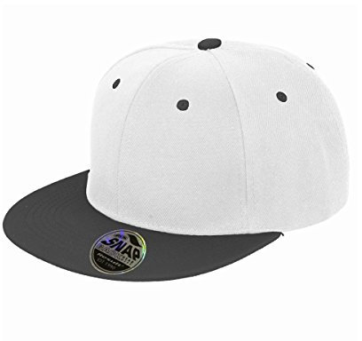 Result - Gorra/Visera Unisex Visera plana original 2 colores Modelo Bronx Core con cierre Snapback (Talla Única/Blanco/Negro)