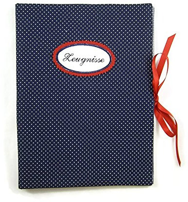 bettina bruder - Zeugnismappe DIN A4 - innen 30 Sichthüllen - Pünktchen blau weiß