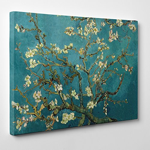 ConKrea Quadro su Tela Canvas - INTELAIATO - Pronto da Appendere - Van Gogh - Ramo di MANDORLO Fiorito- 50x70cm - Senza Cornice - (cod.296)