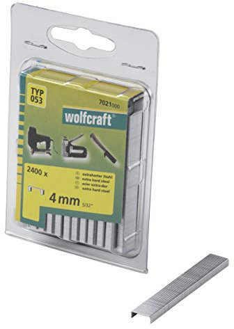 wolfcraft Breitrückenklammern, extra harter Stahl, Typ 053 I 7021000 I 2400 Klammern I zum Befestigen von Stoffen, Textilien und dünnen Holzleisten