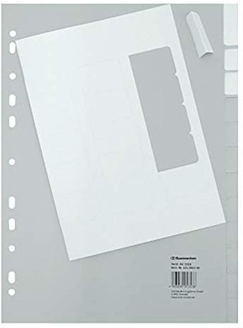 Soennecken Register 1517 DIN A4 blanko volle Höhe 20Blatt PP grau