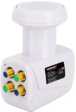 Premium X Quad LNB - 4Fach - für 4 Teilnehmer - 4K Full HD - mit Wetterschutz und LTE Filter für Satellitenschüssel Digital TV Fernseher SAT Receiver - Weiß