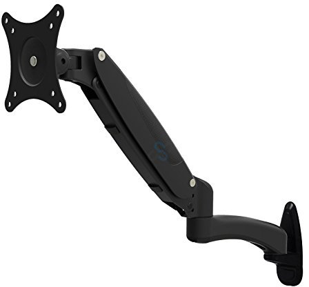 HFTEK - Monitor TV Wand Halterung Halter - mit Gasdruckfeder bis 8 kg belastbar - Wandhalterung für Bildschirme von 15 bis 27 Zoll mit VESA 75/100 - HF19DB