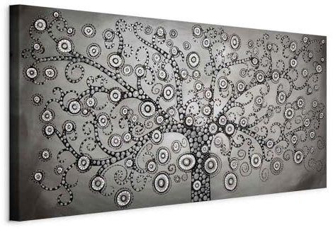 B&D XXL - Wandbilder Gustav Klimt Baum des Lebens 60x30 cm 1 tlg - Wand Deko Vlies Leinwand Bilder Groß Wanddeko Wohnzimmer Schlafzimmer Kunstdrucke - Abstrakt wie gemalt a-A-0271-b-a