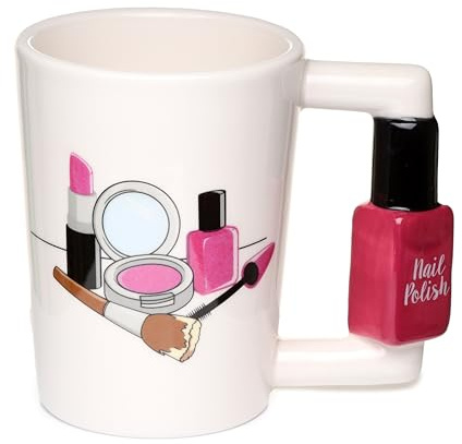 Puckator - Taza de cerámica Divertida con Mango en Forma de Esmalte para uñas