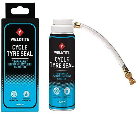 WELDTITE Cycle Tyre Sealant - Temporary Puncture Repairs - Pressurised Latex to Repair Two Road Tyres (700 x 25c), 100 ml