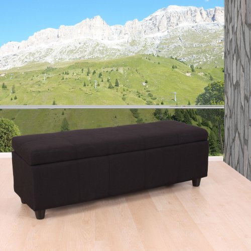 Mendler Aufbewahrungs-Truhe Kriens, Sitzbank Bank, Stoff/Textil, 45x114x45cm FSC®-Zertifiziert - schwarz