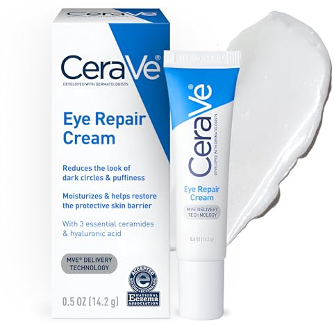 CeraVe Eye Repair Cream, Under Eye Cream For Puffiness And Bags Under Eyes, Hyaluronic Acid + Niacinamide + Marine Botanical Complex, Oil Free & Opthalmologist Tested