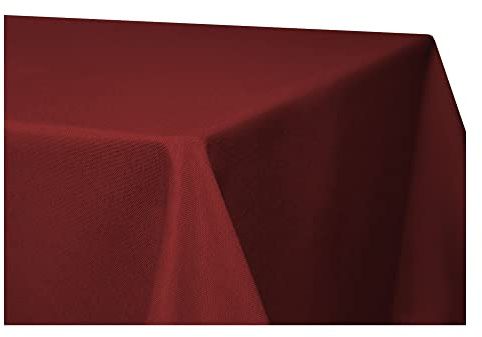 Tischdecke 110 x 110 cm quadratisch Bordeaux Leinenoptik Lotuseffekt Tischwäsche Wasserabweisend Tischtuch Fleckenabweisend Bügelfrei Abwischbar Waschbar Innen und Außen Perleffekt