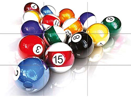 Doppelganger33 LTD Pool Balls Billiards Table Snooker Wall Art Multi Panel Poster Print 50X35 Inches