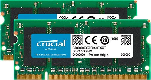 Crucial CT2KIT25664AC667 4 GB kit (2 GB x 2) DDR2 667 MHz (PC2-5300) CL5 SODIMM 200-Pin Memory