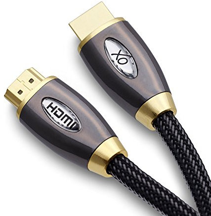 Câble HDMI XO PRO GOLD Haut Débit 5m - 4k, 3D, Full HD, 2160p, HDR, ARC, Ethernet - (HDMI 2.1/2.0b/2.0a/2.0/1.4) pour PS4, Xbox One, Wii, Canal + HD, TVs 4k, LCD, LED, UHD - Noir