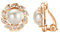 Yoursfs White Pearl Clip On Earrings for Women Rose Gold Plated Vintage Flower and Rhinestone Earrings Cuff Womens Wedding Statement Costume Jewellery Mother's Gift