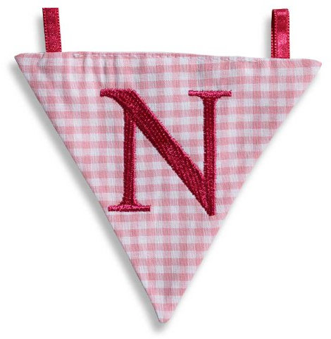 Hansekind Wimpel Wimpelkette mit Namen Buchstabe rosa od. blau Geschenk Taufe (N, Rosa)