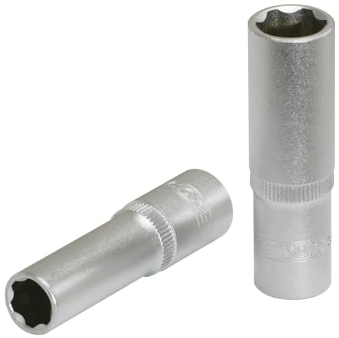 3/8 Stecknuß 12mm lange Ausführung, matt verchromt, auf Hänger