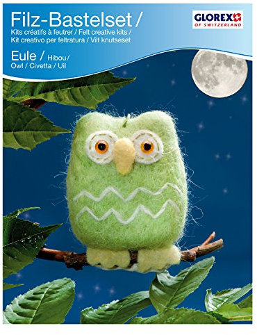 Glorex 6 2902 602 - Kreatives Filz Bastelset Eule, Filzset mit Trockenfilzwolle, fertige Figur ist ca. 9 x 8 cm groß