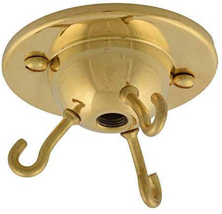 ElekTek Deckenrosette mit 3 Haken Deckenhängeleuchten, Hängeleuchten und Deckenbaldachins und Kronleuchter - Traditionelle Metallausführungen Messing