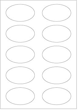 MADE IN GERMANY 50 Etiketten selbstklebend oval 80 x 47 mm weiß permanent klebend auf Bogen A4 (5 Bögen x 10 Etik.) CS Label – Universaletiketten zum Beschriften und Bedrucken