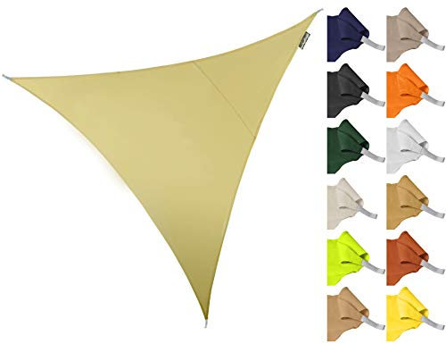 Kookaburra 3m Triangle Water Resistant Garden Patio Sun Shade Sail Canopy 96.5% UV Block with Free Rope (Sand)