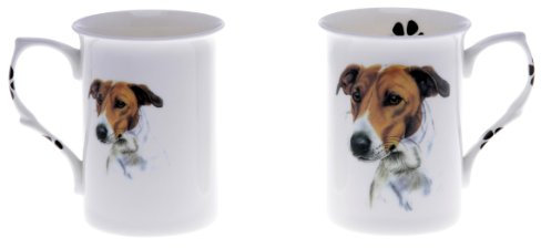 (BB35) Set of 2 Bone China BEAKERS/Mugs Brown Jack Russell Dog Presentation Gift Boxed- Lovely Gift, Kirsty Jayne China, Hand Decorated