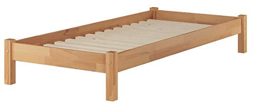 Erst-Holz Buche-Bett Futonbett Einzelbett 90x200 Massivholzbett Natur Rollrost 60.84-09