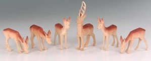 R&B 6 Rehe geschnitzt, 4 cm, für Pyramiden o.a.