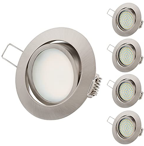TEVEA PREMIUM LED Einbauleuchte - 230v - Schwenkbare LED Einbaustrahler - Warmweißes Licht - Deckenspot - Austauschbar - Ultra Flach - Energieklasse A+ - (5-er set)
