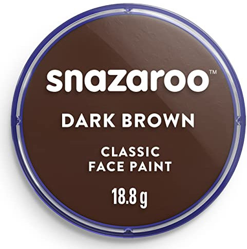 Snazaroo - Pittura Per Viso e Corpo, Trucchi da Viso per Travestimenti, per Bambini e Adulti, 18ML, Colore Marrone Scuro