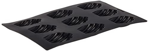 Lékué Molde repostería Concha, silicona platino Negro, 9 cavidades