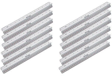 Westcott E-10114 00-I Lineal Aluminium mit Griffleiste, 30 cm, 12 Stück