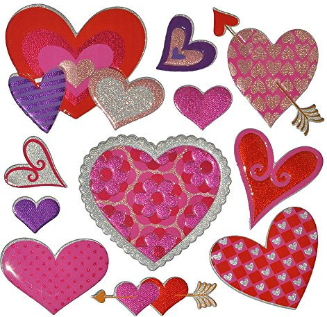 alles-meine.de GmbH 11 TLG. Set Wandtattoo/Wandsticker - Herzen Liebe Amor Pfeil - selbstklebend und wasserabweisend/beschichtet - Wanddeko Sticker Aufkleber Herz - Glitzern
