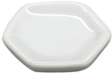 4 x MyTinyWorld 18mm Dolls House Miniature White Glazed Ceramic Hexagonal Plates