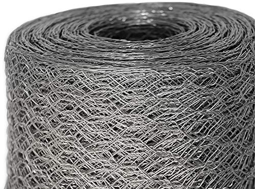 casa pura Grillage en fil de fer zingué - Clôture pour poulailler Jardin - Treillis de bricolage, Grille résistante aux intempéries, épaisseur du fil 0.8 mm (Argenté, 13mm - (H) 50cm x (L) 25m)