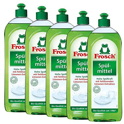5x Frosch Spülmittel 750 ml mit fettlösenden Limonen-Extrakten