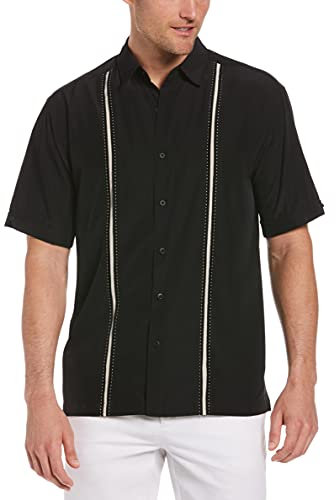 Cubavera Herren Short Sleeve Insert Panels with Pick Stitch Shirt Hemd, Schwarz (Jet Black), XXL Gro