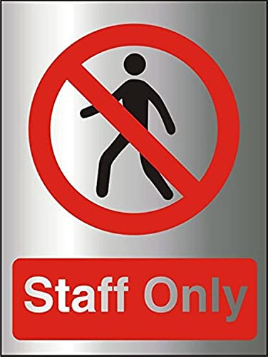 Seco Panneau « Staff Only », 150 mm x 200 mm – 1,5 mm en aluminium brossé composite