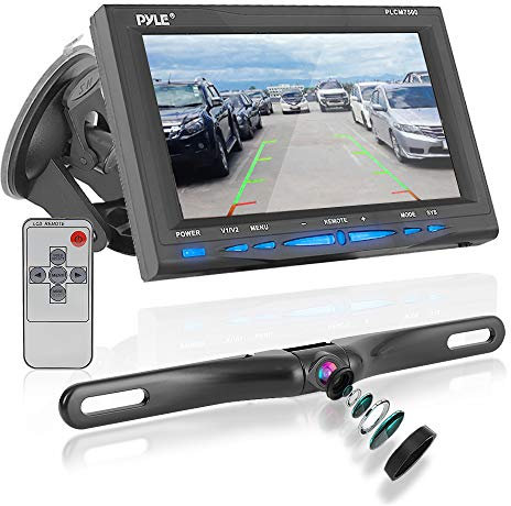 Pyle PLCM7500 7 inch Window Suction Mount TFT/LCD Video Monitor with Universal Mount Rearview Backup Color Camera and Distance Scale Line
